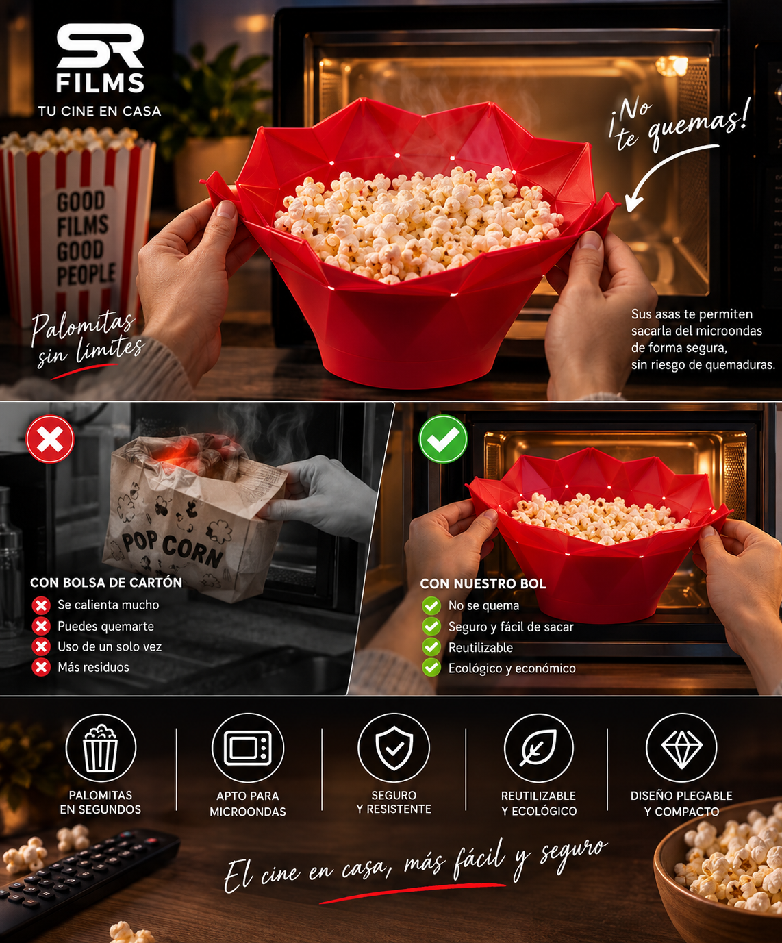 Bol Plegable para Palomitas de Microondas