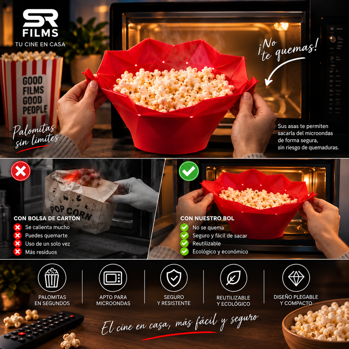 Bol Plegable para Palomitas SR Films