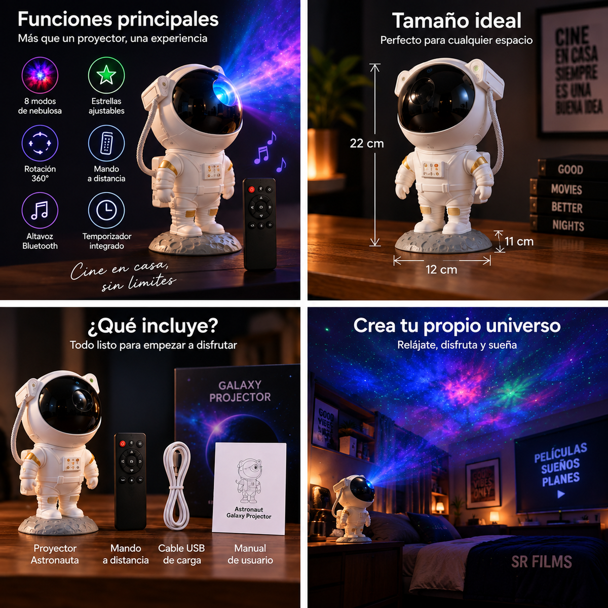 Proyector astronauta Galaxy para cine en casa