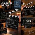Claqueta de cine SR Films en ambiente de cine en casa