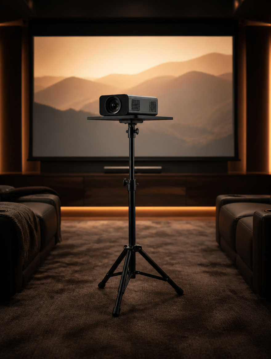 Soporte de proyector SR Films en cine en casa